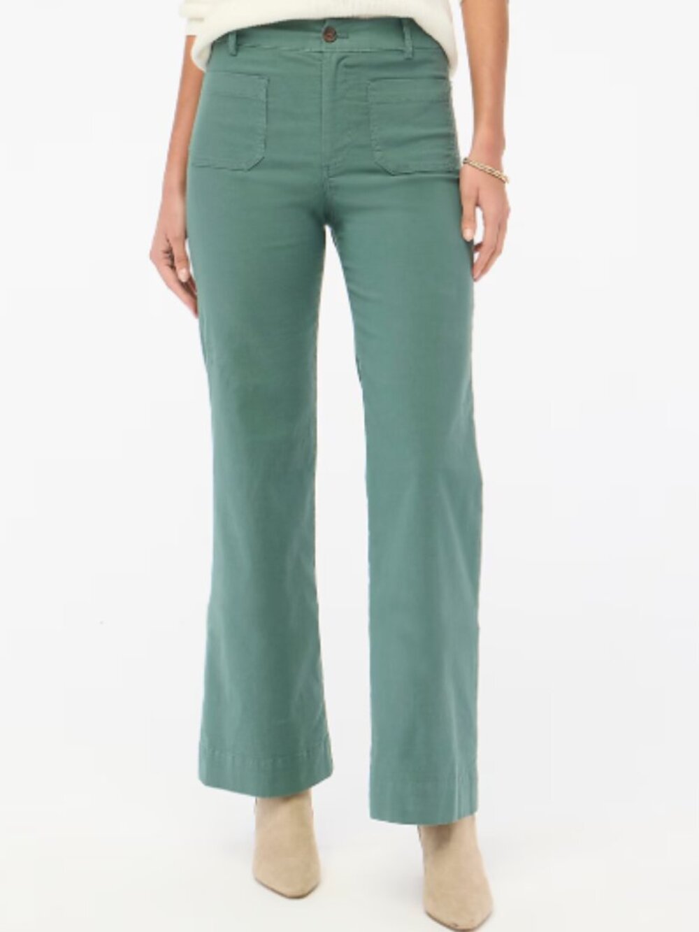 NWT J. Crew Petite Lizzie wide-leg pant Pale Spinach Size  26  Check the measure